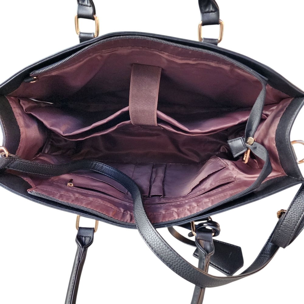 Lovevook Colorblock Vegan Leather Laptop Briefcase Tote Bag - Picture 8 of 15